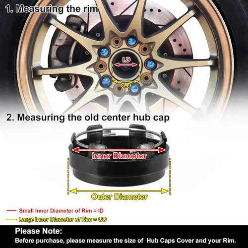 Miniatura 4 de X AUTOHAUX Tapacubos centrales de rueda de 2.480 in y 2.598 in, cubre llantas universales, piezas de tapa de cubo para coche, color negro