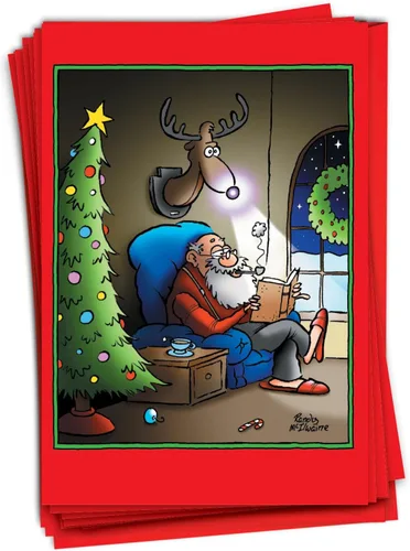 Miniatura 16 de NobleWorks - Caja de 12 tarjetas de Navidad divertidas - Humor de dibujos animados para adultos, juego a granel de tarjetas de felicitación