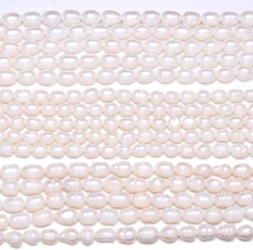 Miniatura 2 de Cuentas de perlas, perlas ovaladas naturales cultivadas de agua dulce, cuentas sueltas de 0.236-0.276 in, 14.2 pulgadas, nivel de calidad A