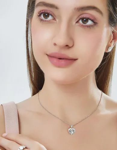 Miniatura 41 de MomentWish Collar de corazón para mujer, moissanita, diamante de imitación, plata de ley 925