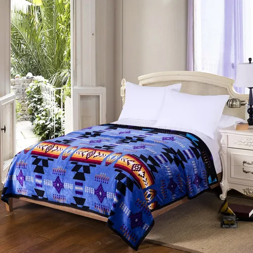 Miniatura 3 de Southwest Design - Manta reversible súper suave (estampado navajo) tamaño King (turquesa)