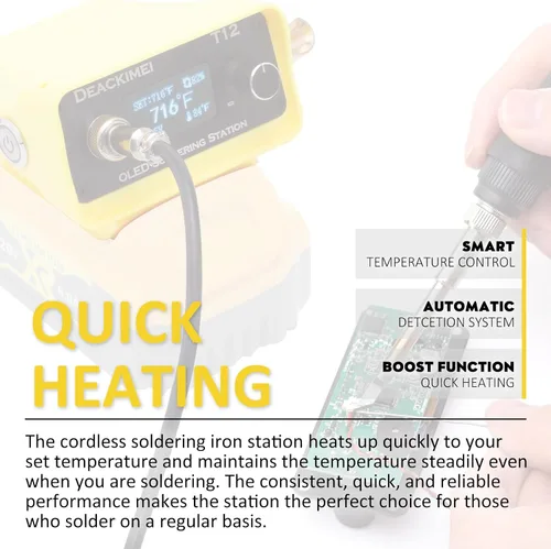 Miniatura 8 de Estación de soldador inalámbrico para batería Dewalt 20V Max, temperatura ajustable, suspensión automática y protección de bajo voltaje, conversión