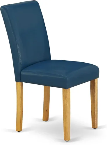 Miniatura 5 de East West Furniture ABP4T55 Abbott Parson - Juego de 2 sillas de comedor acolchadas de piel sintética azul oasis, color roble