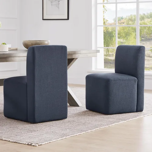 Miniatura 14 de CHITA Juego de 2 sillas de comedor con ruedas, tapizadas sin brazos, modernas sillas de comedor con rodillos para dormitorio, sala de lectura, sala