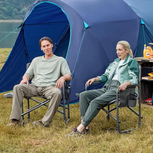 Miniatura 2 de TIMBER RIDGE Silla de camping de aluminio extra grande, silla de directores ligera y portátil con mesa auxiliar, bolsillo lateral desmontable