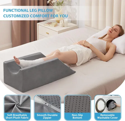 Miniatura 5 de MEGCXIT Almohada de Elevación para Piernas Circulación Sanguínea, Almohada de Cuña para Hinchazón de Piernas, Almohada de Cuña para Rodilla Post Gris