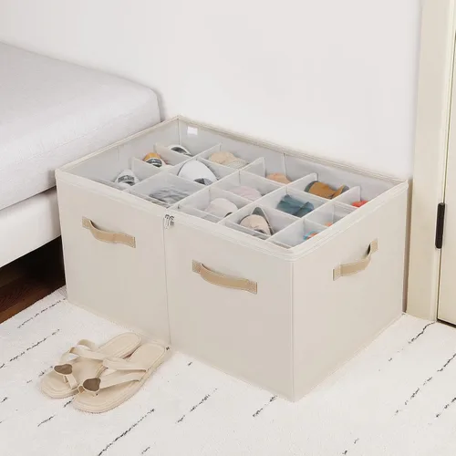 Miniatura 5 de TOPIA HOME Organizador de zapatos para armario, caja de zapatos plegable con divisores ajustables y cubierta transparente, organizador
