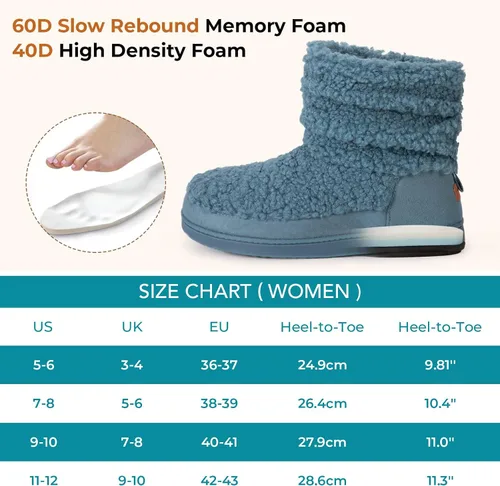 Miniatura 6 de HomeTop Pantuflas para botas de mujer con espuma viscoelástica cálida, para interiores y exteriores, con suela de goma