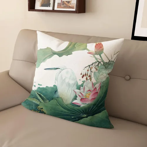 Miniatura 12 de Funda de almohada con estampado digital de loto zen chino, diseño de doble cara para sofá, sala de estar, decoración de dormitorio