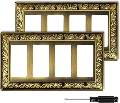 Miniatura 17 de Placa Decorativa de Pared de Latón Antiguo Cubierta de Interruptor de Luz Cubiertas de Enchufe Decorativo Placas de Interruptor Basculante