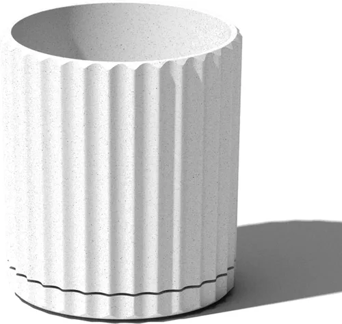 Miniatura 32 de Veradek Serie Mason Demi Plantador - Plantador Grande Redondo para Patio/Balcón Interior o Exterior Hecho de Plástico y Hormigón con Agujeros