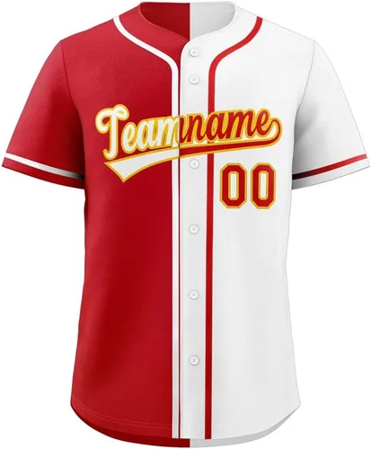 Miniatura 25 de Camiseta de béisbol dividida personalizada con botones y número de nombre cosido personalizado para hombres/mujeres/niños
