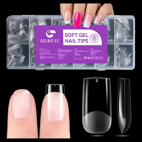 Miniatura 12 de Gelike EC Kit de 240 Puntas de Uñas de Gel Suave - Extensiones de Uñas Completas con Cobertura Transparente - Puntas de Uñas Postizas de Gel
