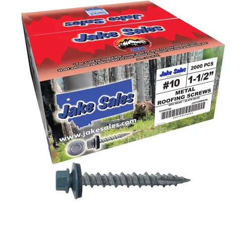 Miniatura 8 de 10 tornillos para techos de metal gris ABC de 1-1/2 pulgadas, cabezal de arandela hexagonal, arranque automático/roscado, arandela EPDM. 1 bolsa