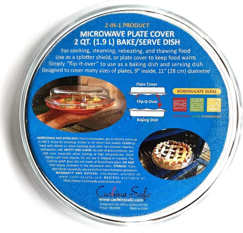 Miniatura 9 de Cuchina Safe Cubierta 2 en 1 'Cover 'n Cook' de Vidrio con Ventilación para Platos de Microondas y Fuente para Hornear; Fácil de Agarrar