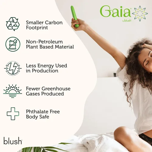Miniatura 5 de Blush Gaia® Eco - Vibrador delgado silencioso multivelocidad de 7 pulgadas, BioFeel a base de plantas sostenible, clítoris, vagina, juego anal, Verde