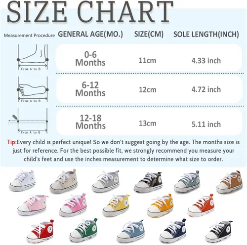 Miniatura 6 de Meckior - Zapatos deportivos de lona para bebé, con suela suave y caña alta, para sus primeros pasos y estar en la cuna
