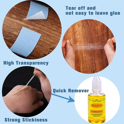 Miniatura 7 de 48 piezas de cinta frontal de encaje para peluca, cinta adhesiva transparente tipo tupé, impermeable de doble cara, cabello curvo en C, agarre