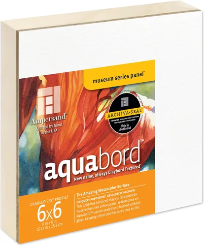 Miniatura 25 de Ampersand Art Supply Aquabord - Panel de pintura de acuarela, superficie altamente absorbente para acuarela, gouache y caseína de 8 x 8 pulgadas