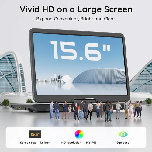 Miniatura 2 de Boifun Combo de reproductor de TV/DVD portátil de 17.5" con pantalla giratoria HD grande de 15.6", sintonizador ATSC de TV digital, batería