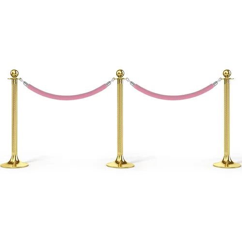 Miniatura 5 de PATIKIL Cuerda de puntal de terciopelo rosa de 5.5 pies, cuerda de barrera de control de multitudes con ganchos a presión para postes, divisor