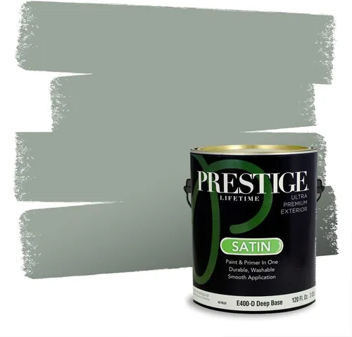 Miniatura 98 de Prestige Paints - Pintura exterior e imprimación en uno, 1 galón, plano, compatibilidad comparable con el color menta «Whipped Mint» de Behr