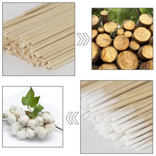 Miniatura 7 de 200 PIEZAS Hisopos de algodón puntiagudos - Hisopos de algodón de punta precisa de 4 pulgadas para microblading con palitos de madera