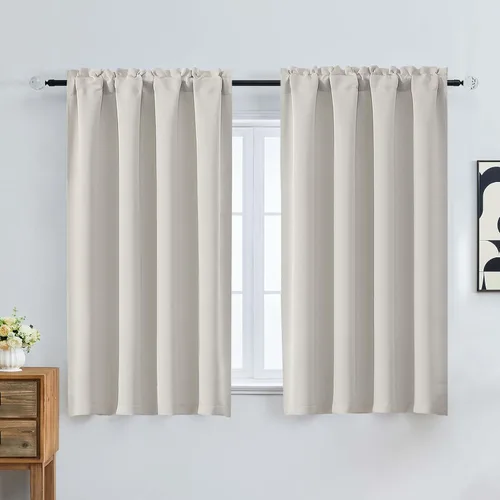 Miniatura 211 de OVZME Cortinas opacas turquesa para tratamiento de ventanas pequeñas, cortinas cortas con bloqueo de luz para ventana de cocina sobre el fregadero
