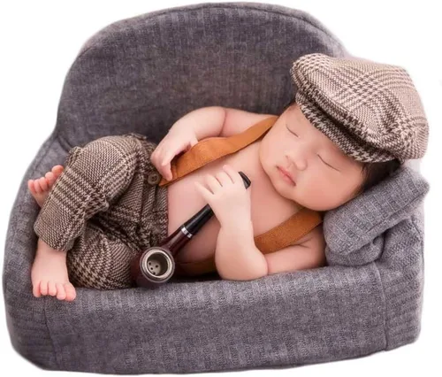 Zeroest Newborn Photography Outfits Boy, Suspenders & Hat for Baby Boys | Baby Photography Props for Newborn Photo Shoots Café