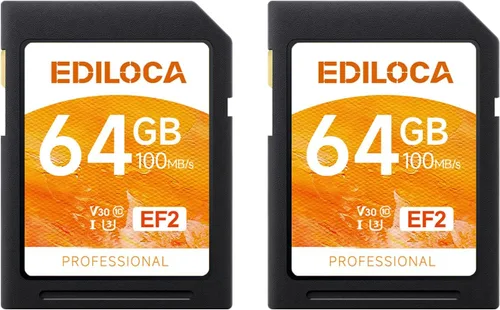 Tarjeta SD UHS-I de 64 GB, paquete de 2 tarjetas de memoria UHS-I, almacenamiento rápido, velocidad de lectura/escritura 90/20 MB/s, C10, U1, V10,