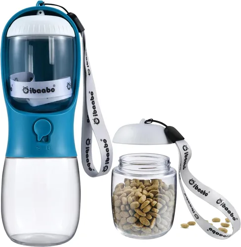 Miniatura 13 de Cibaabo Botella de agua para perros con contenedor de alimentos, cuenco de agua para cachorros de viaje, dispensador portátil para mascotas