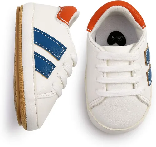 Miniatura 6 de SENIURIS Zapatos para bebés niños y niñas, suela de goma antideslizante, de piel sintética, zapatos para primeros pasos, zapatos de cuna para recién