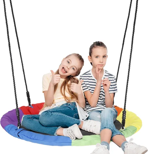 Miniatura 10 de SUPER DEAL Columpio de Árbol de 40 Pulgadas, Columpio Platillo Volador para Niños al Aire Libre, Capacidad de Peso de 800 Libras, Tela Textilene