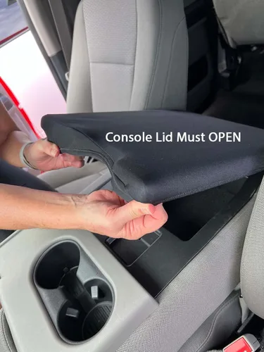Miniatura 3 de Car Console Covers Plus Fabricado en EE. UU. para Ford F150 F250 2014-2025 con asiento de salto 40/20/40 Funda de neopreno para apoyabrazos central