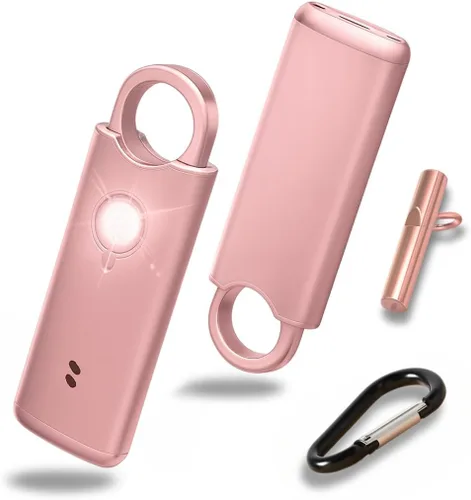 Miniatura 13 de VOLTEK Alarma personal de metal para mujer (negro) – Llavero de alarma de seguridad de autodefensa de 140 dB, alarma de emergencia recargable USB-C