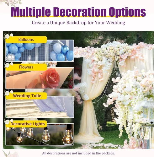 Miniatura 6 de Kit de tubo para telón de fondo, marco de cortina telescópico para fiesta de boda, 9.84 pies x 19.69 pies, soporte de telón de fondo resistente