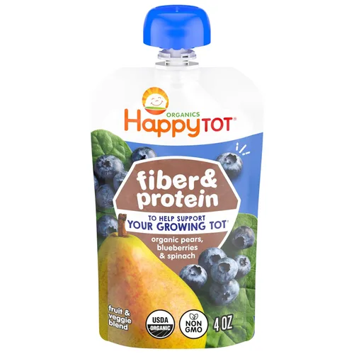 HAPPYTOT Pera orgánica, arándanos y espinacas, 4 onzas