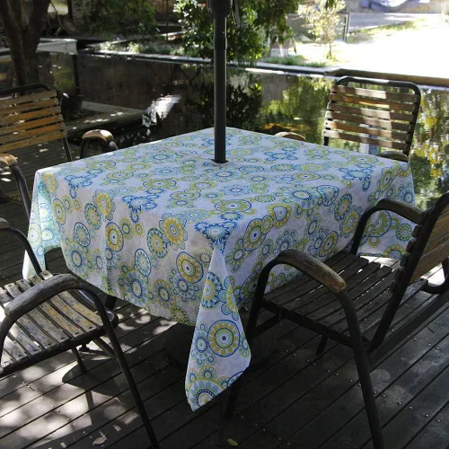 Miniatura 15 de Melaluxe - Mantel impermeable resistente a las manchas para exteriores con agujero para sombrillas y cremallera