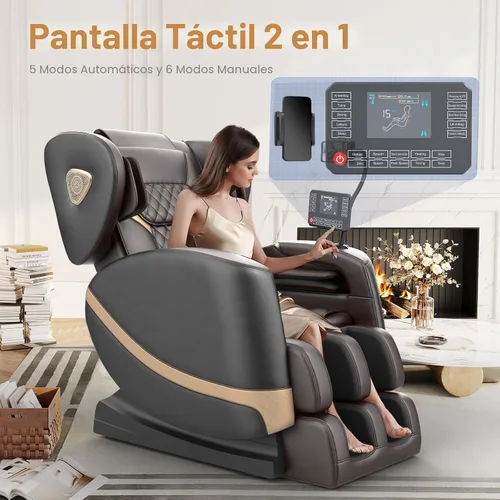 Miniatura 6 de FURNIMAT Silla de masaje de cuerpo completo, silla de masaje de gravedad cero con 10 rodillos fijos, bolsas de aire, calefacción, masaje de pies