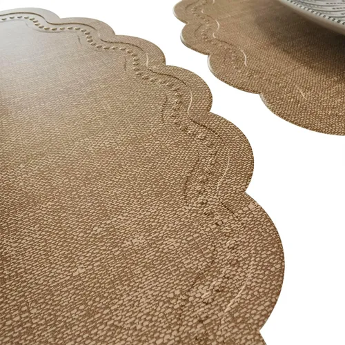 Miniatura 2 de Juego de 6 manteles individuales redondos para mesa de comedor, poliuretano impermeable, aislamiento térmico, resistente a las manchas