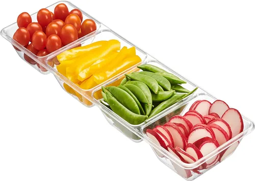 Miniatura 9 de Plasticpro Bandeja de servir de plástico rectangular de 4 secciones/platillo (2, Negro)