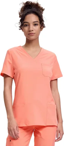 Miniatura 32 de floralhue Uniformes médicos para mujeres, blusas de uniforme médico suaves con cuello en V, uniforme médico elástico con 4 bolsillos, transpirable