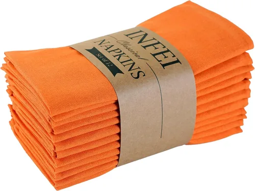 Miniatura 10 de Servilletas de tela fina de poliéster y lino mezclado de color sólido, juego de 12 (15.7 x 15.7 in), para eventos y uso doméstico (egeo)