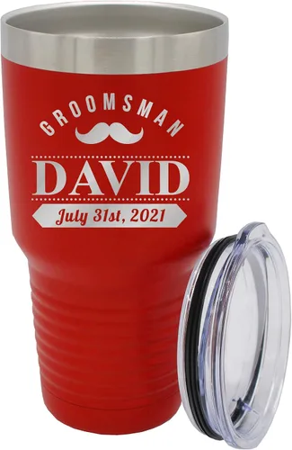 Miniatura 35 de Vaso de padrinos de boda grabado personalizado, taza de acero inoxidable aislada personalizada para padrino de boda, despedida de soltero, boda