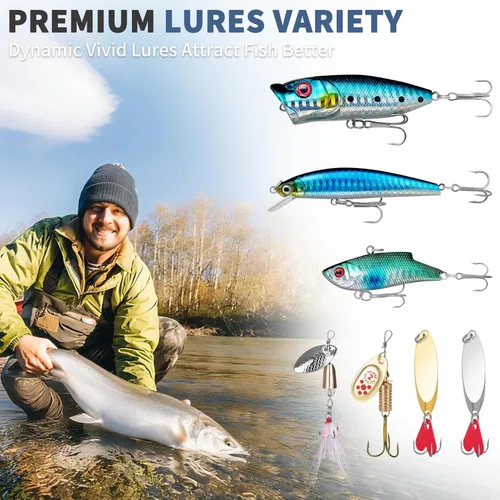 Miniatura 4 de WITOROR Fishing Lures, Tackle Box with Tackle Included, Crankbaits, Spoon, Hooks, Weights & Other Accessories, Fishing Bait Lure Gear Kit Gifts for