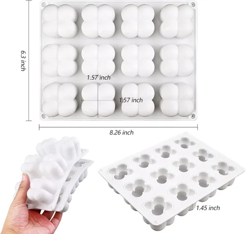 Miniatura 2 de Moldes de vela de burbujas 3D - Molde de silicona de cubo de 12 cavidades para hacer velas y jabón, molde de pastel de burbuja para hornear pastel