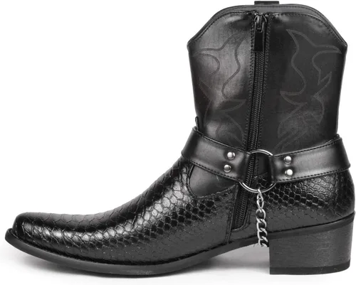 Miniatura 4 de Metrocharm Diego-01 - Botas vaqueras occidentales con hebilla para cinturón para hombre
