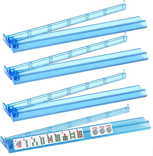 Miniatura 14 de Soporte y empujador todo en uno para Mahjong, combo de soporte y empujador de acrílico transparente, soportes modernos para fichas de Majiang Morado