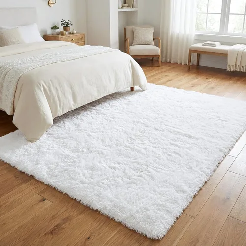 Miniatura 4 de Merelax Alfombra mullida de área lanuda color azul bebé, 2 x 3 pies, alfombras pequeñas para dormitorio, mini alfombra de felpa difusa para niños