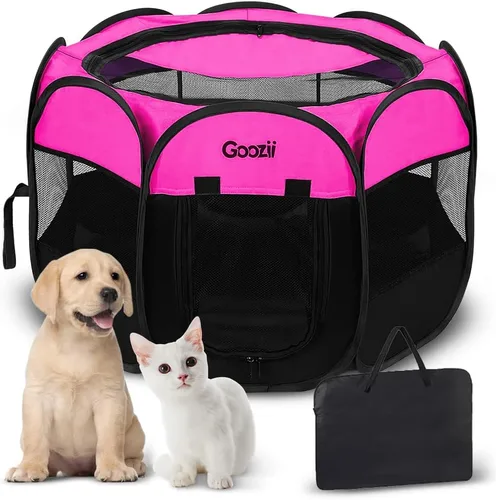 Miniatura 11 de Goozii Corralito portátil plegable, perros, interior y exterior, funda con cremallera, cubierta superior, puerta, para piso, gatos grandes, conejos